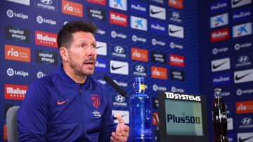 Simeone en sala de prensa, en la previa del Atlético-Celta.