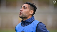 Radamel Falcao durante un entrenamiento de Rayo Vallecano.