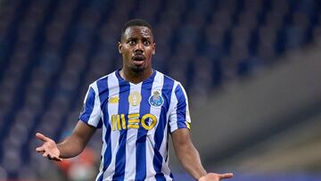 PORTO, PORTUGAL - APRIL 03: Wilson Manafa of FC Porto reacts during the Liga NOS match between FC Porto and CD Santa Clara at Estadio do Dragao on April 03, 2021 in Porto, Portugal. Sporting stadiums around Portugal remain under strict restrictions due to the Coronavirus Pandemic as Government social distancing laws prohibit fans inside venues resulting in games being played behind closed doors. (Photo by Jose Manuel Alvarez/Quality Sport Images/Getty Images)