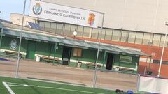 Cartel con el nombre del campo de fútbol de Boecillo: Fernando Calero Villa.