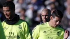 Zidane dirigi&oacute; por primera vez a James Rodr&iacute;guez en la primera plantilla del Madrid