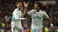 Asensio y Marcelo festejan el gol del balear.