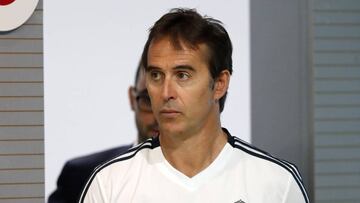 Julen Lopetegui, en rueda de prensa con el Real Madrid.