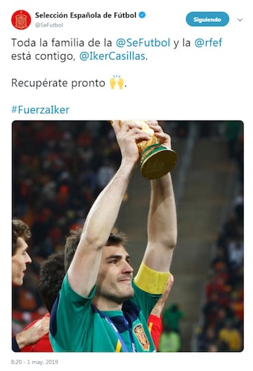 Deportistas, políticos, famosos... mandan fuerzas a Iker Casillas