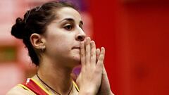 -FOTODELDÍA- GRAF4835. BARCELONA (ESPAÑA), 23/02/20 .- La española Carolina MarIn saluda tras perder ante la tailandesa Pornpawee Chochuwong en la final del Barcelona Spain Masters de bAdminton que se disputa en Barcelona . EFE/Alejandro Garcia