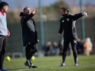 Alain Arroyo y Muneta, durante un entrenamiento del Mirandés.
