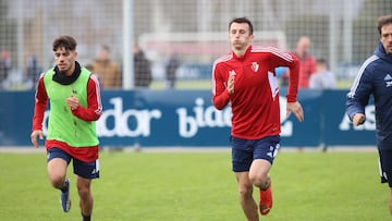 Budimir junto a Abde durante el entrenamiento de hoy.