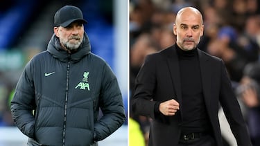 AME8786. BOGOTÁ (COLOMBIA), 02/07/2024.- Combo de fotografías compuesta por Juergen Klopp (i) y Pep Guardiola. Estados Unidos, anfitrión de esta Copa América, vive un terremoto tras la eliminación en la fase de grupos y, a dos años de organizar el Mundial, se encuentra con un proyecto deportivo en tierra de nadie y con el futuro del seleccionador Gregg Berhalter en el aire. EFE/ ARCHIVO