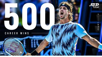 Feliciano López celebra ante Khachanov su victoria 500