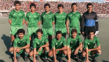 Radi, arriba, el segundo por la izquierda, en un partido antes del Mundial de M&eacute;xico 1986.