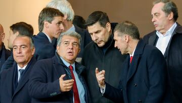 Joan Laporta y Delfí Geli, en el palco del Lluís Companys.