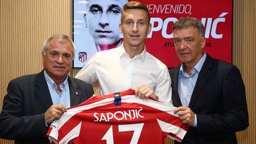 Saponjic, durante su presentaci&oacute;n con el Atl&eacute;tico.