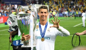 Real Madrid's victory over Liverpool in Kiev leaves Cristiano Ronaldo as the 11th footballer to have been involved in at least five European Cup wins.
