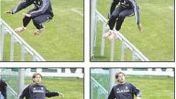 <b>¿MÁS ELÁSTICO Y ÁGIL?.</b> Robinho pareció más agíl al saltar la valla que Cassano.