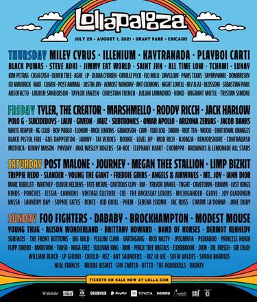 Lollapalooza 2021: Horarios, artistas, cantantes, mapa y cómo ver online