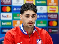 Soccer Football - UEFA Champions League - Atletico Madrid Press Conference - Tottenham Hotspur Stadium, London, Britain - March 17, 2026 Atletico Madrid's Johnny Cardoso during the press conference Action Images via Reuters/Peter Cziborra