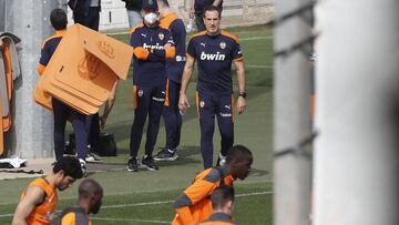 Voro, en un entrenamiento de esta semana, con Guedes, Mangala, Cheryshev y Diakhaby. 