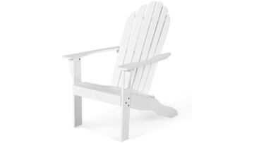 Silla de jardín reclinable de color blanco con respaldo y reposabrazos