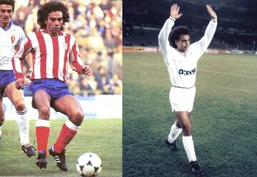 Temporada 84/85 (Atl¨¦tico) 19 goles en 33 partidos. Temporada 85/86 - (Real Madrid) 22 goles en 33 partidos. Temporada 86/87 - (Real Madrid) 34 goles en 41 partidos. Temporada 87/88 - (Real Madrid) 29 goles en 36 partidos. Temporada 89/90 - (Atl¨¦tico) 38 goles en 35 partidos.