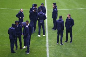 Juan Guillermo Cuadrado y sus compañeros en el Bayern Arena.
