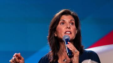 Former U.S. Ambassador to the United Nations and Republican presidential candidate Nikki Haley speaks at Erick Erickson's conservative political conference "The Gathering" in Atlanta, Georgia, U.S., August 18, 2023. REUTERS/Cheney Orr