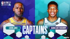 LeBron James y Giannis Antetokounmpo, capitanes del All Star Game.