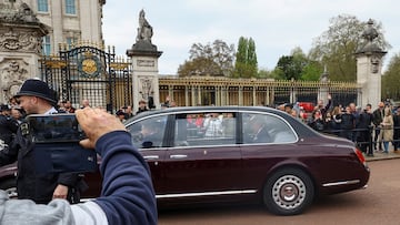 Britain's King Charles arrives at Buckingham Palace in London, Britain, May 2, 2023. REUTERS/Matthew Childs