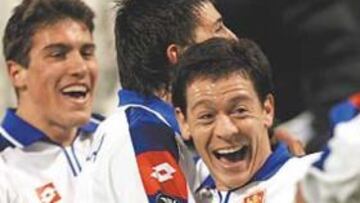 <b>ALEGRÍA. </b>Galletti celebra el tanto que encarrilaba la clasificación del Zaragoza.