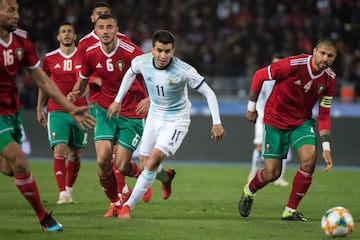 No particip¨® en el partido que Argentina disput¨® contra Venezuela en el Wanda Metropolitano. S¨ª lo hizo contra Marruecos. Ingres¨® en el campo a falta de media hora y le dio la albiceleste el triunfo con el ¨²nico gol del choque.