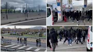Batalla campal en la autopista entre ultras de Nápoles y Roma