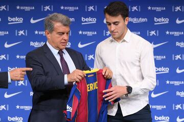 Joan Laporta y Èric García durante la presentación.