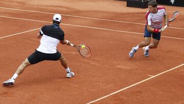 Pablo Cuevas y Pablo Carreño Busta, en acción ante los suecos Andreas Siljestrom y Johan Brunstromen el Torneo ATP 250 Brasil Open 2017 disputado en Sao Paulo (Brasil).