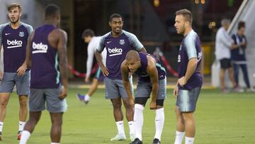 Entrenamiento del Barcelona en Santa Clara, California.