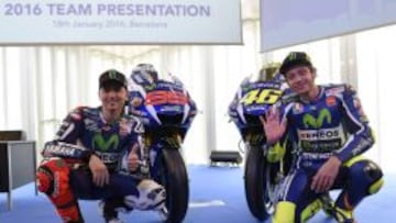 Lorenzo y Rossi en la presentación del Movistar Yamaha.