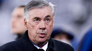 Carlo Ancelotti, head coach of Real Madrid CF, looks on during the Spanish league, LaLiga, football match between Real Sociedad and Real Madrid CF at Reale Arena on 4 of December, 2021 in San Sebastian, Spain.
AFP7
04/12/2021 ONLY FOR USE IN SPAIN