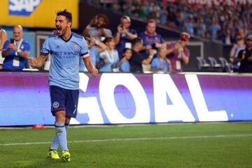 New York City FC forward David Villa celebrates.