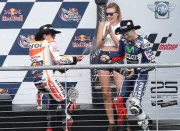 MotoGP. Marc Márquez y Jorge Lorenzo en el podio.