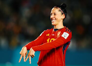 Celebración de la jugadora del Pachuca en el segundo gol de la selección española femenina. 