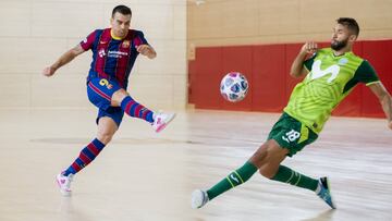 Imagen de un partido amistodo de F&uacute;tbol Sala entre el F.C. Barcelona e Inter Movistar.