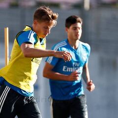 Marcos Llorente hizo una parte de la sesión con el grupo