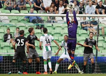 Fraser Forster in action in Saturday's friendly against Groningen.