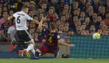 Rakitic knocks the ball in his own net to put Valencia in front.