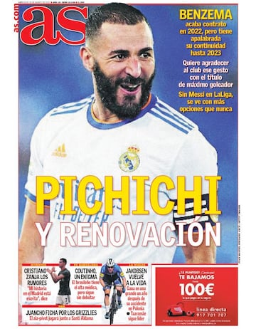 Portada del Diario AS del 18-08-2021