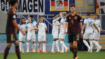 Inglaterra celebra el 1-0 ante Alemania.