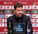 Simeone: "El mejor partido jugado fuera de casa y probablemente en casa"