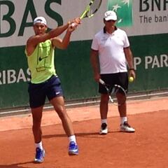 Nadal y Thiem se entrenan pista con pista y con mucho calor
