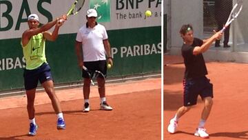 Nadal y Thiem se entrenan pista con pista y con mucho calor