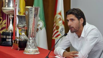 Escud&eacute;, durante su despedida del Sevilla. 