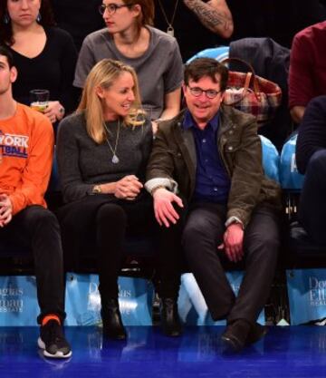 Tracy Pollan y Michael J. Fox en el Madison Square Garden.