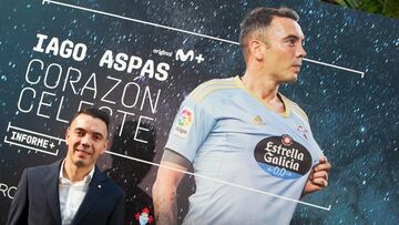 Iago Aspas, jugador del Celta, posa en el preestreno del documental sobre su vida.